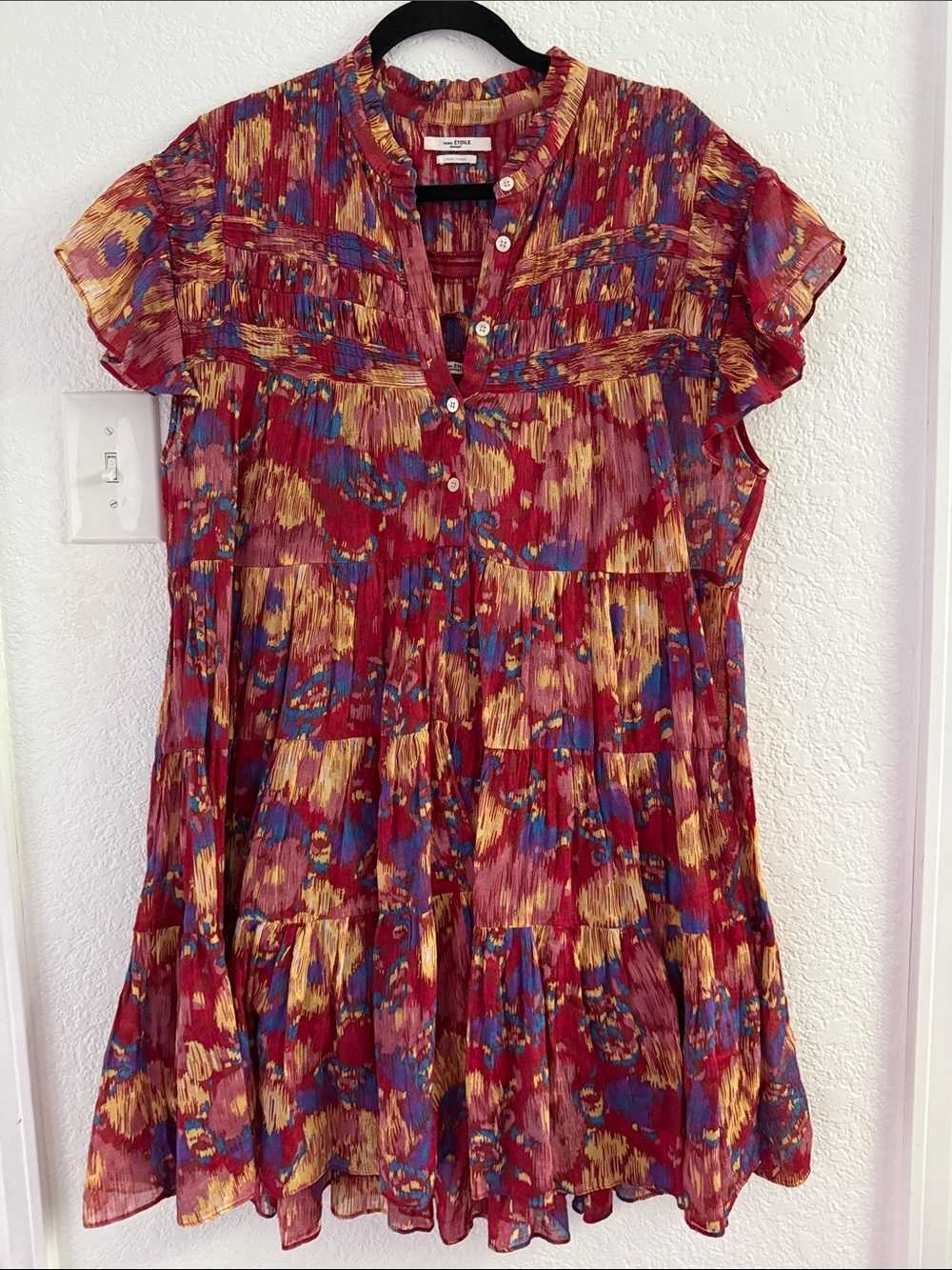 Isabel Marant Red, Yellow & Blue Printed Midi Dress